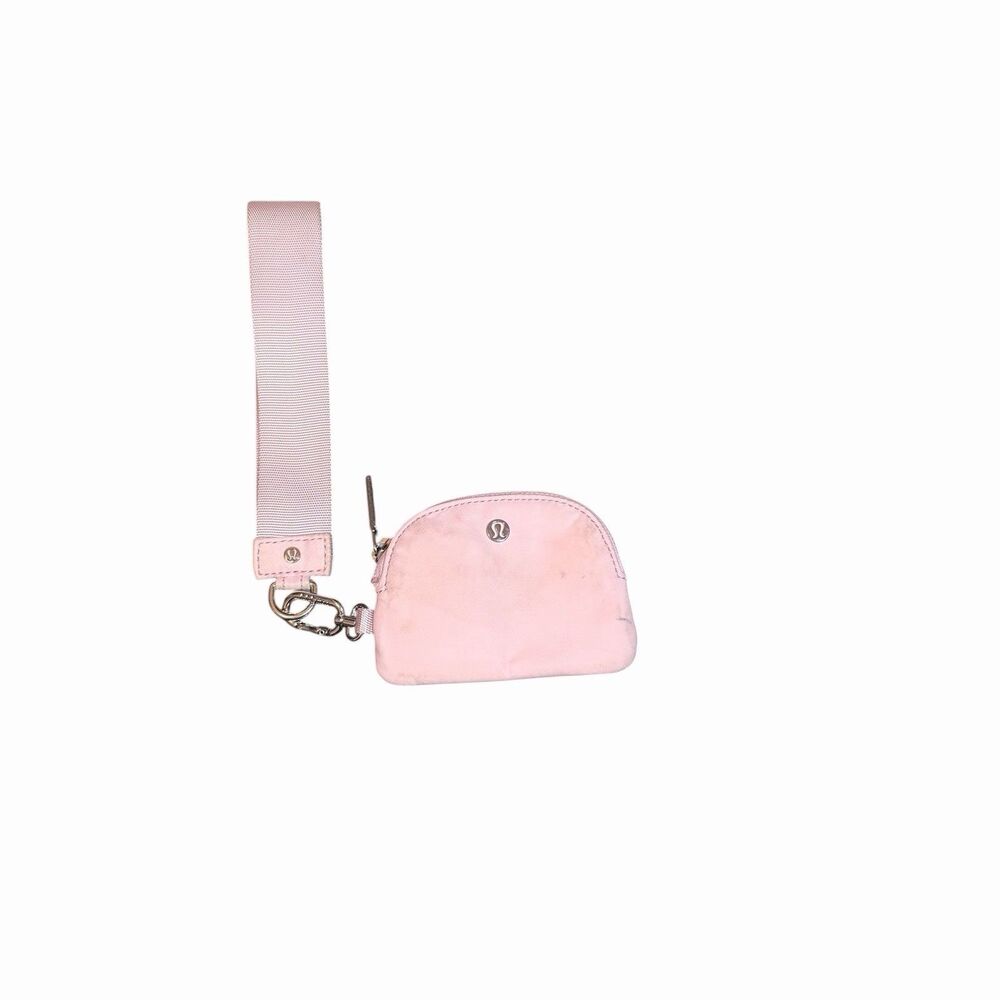 lululemon Pink Zip Pouch Key Chain Wrist Strap, Detachable Logo Zipper